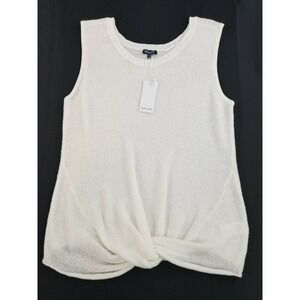 Splendid Women White Twist Front Knit Sleeveless Blouse RS0330X Large